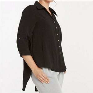 Fridaze Linen Tuxedo Tail Button Up Shirt